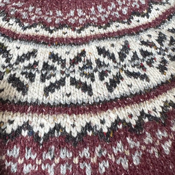 FAIRISLE NORDIC PRAIRIE GRANOLA PREPPY COTTAGECORE BURGUNDY SWEATER MEDP - Picture 5 of 5